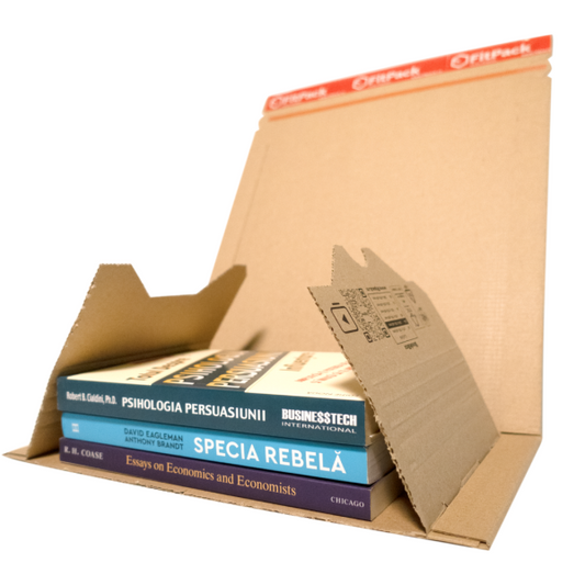 Cutie Carton Carti, 217x155x60mm, Autoadeziv, Banda Desigilare, Natur